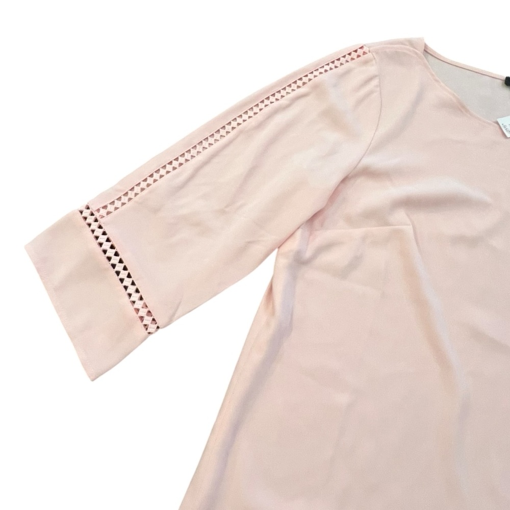 Talbots Blouse Pastel Pink Cutout Sleeves 3/4 Hidden Side Zipper Size LP NWT - Picture 3 of 13